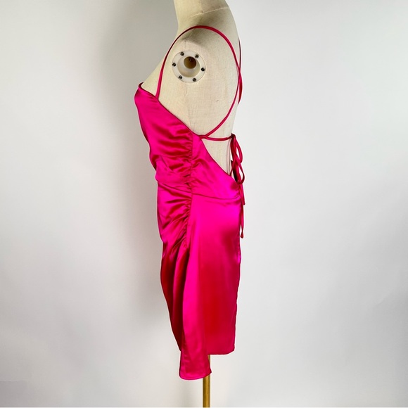 LULUS unique look hot pink asymmetrical backless mini dress - Picture 4 of 7